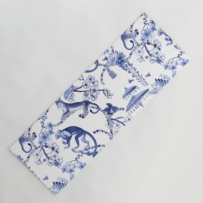 Chinoiserie Monkey Jungle Botanical Toile de Jouy Art Yoga Mat Gallery Image 1