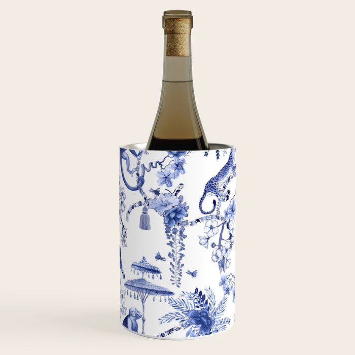 Chinoiserie Monkey Jungle Botanical Toile de Jouy Art Wine Chiller Gallery Image 3