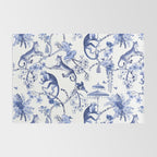 Chinoiserie Monkey Jungle Botanical Toile de Jouy Art Rug Gallery Image 2