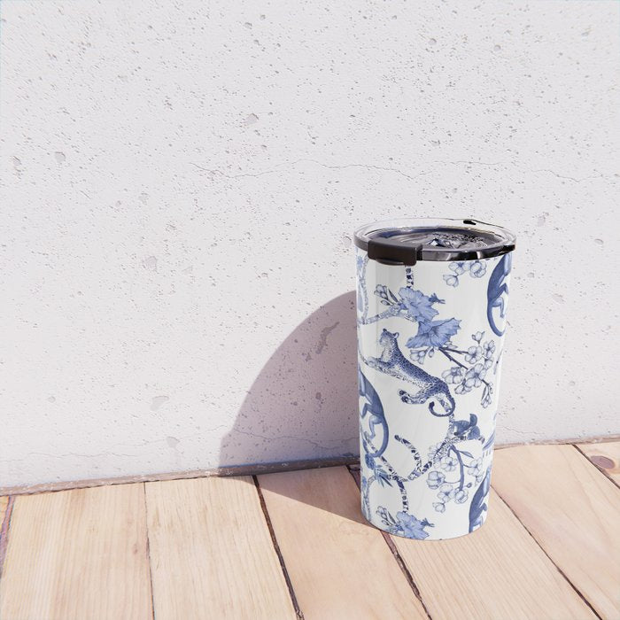 Chinoiserie Monkey Jungle Botanical Toile de Jouy Art Travel Mug Gallery Image 4