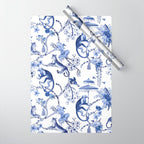 Chinoiserie Monkey Jungle Botanical Toile de Jouy Art Wrapping Paper Gallery Image 1