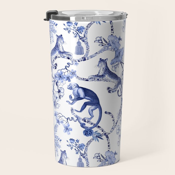 Chinoiserie Monkey Jungle Botanical Toile de Jouy Art Travel Mug Gallery Image 3