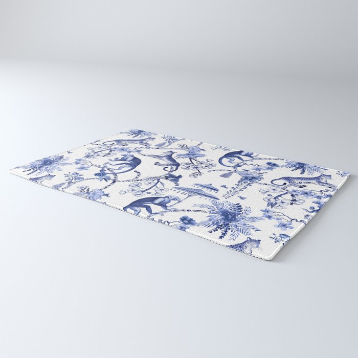 Chinoiserie Monkey Jungle Botanical Toile de Jouy Art Rug Gallery Image 3