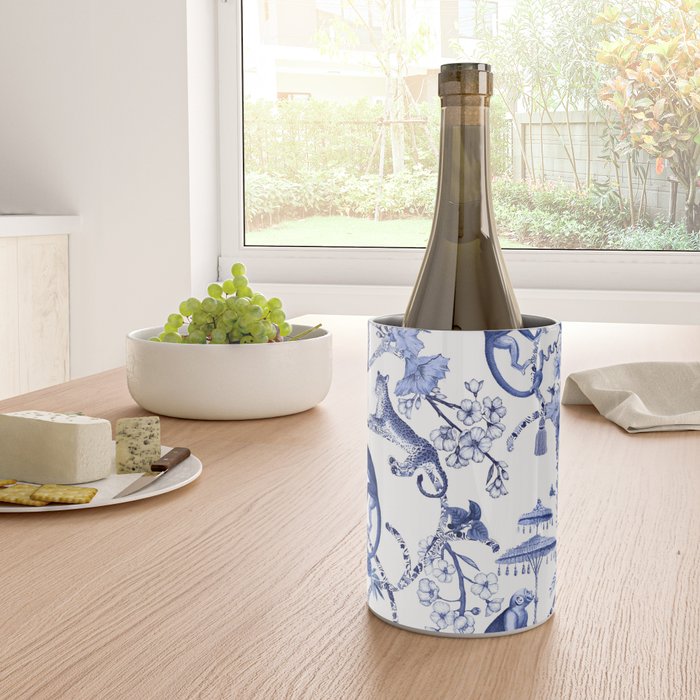 Chinoiserie Monkey Jungle Botanical Toile de Jouy Art Wine Chiller Gallery Image 4