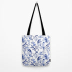 Chinoiserie Monkey Jungle Botanical Toile de Jouy Art Tote Bag Gallery Image 2