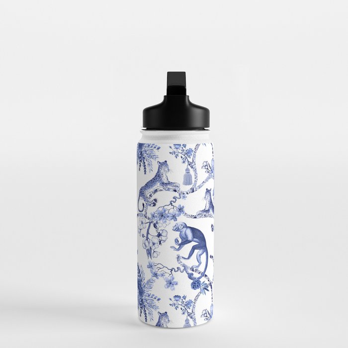 Chinoiserie Monkey Jungle Botanical Toile de Jouy Art Water Bottle Gallery Image 3