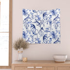 Chinoiserie Monkey Jungle Botanical Toile de Jouy Art Wall Tapestry Gallery Image 2