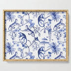 Chinoiserie Monkey Jungle Botanical Toile de Jouy Art Serving Tray Gallery Image 1