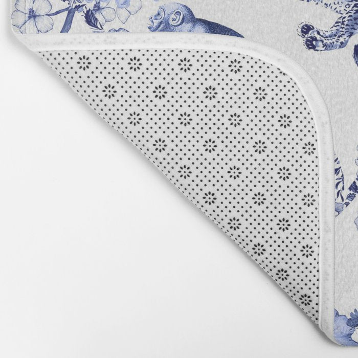 Chinoiserie Monkey Jungle Botanical Toile de Jouy Art Bath Mat Gallery Image 2