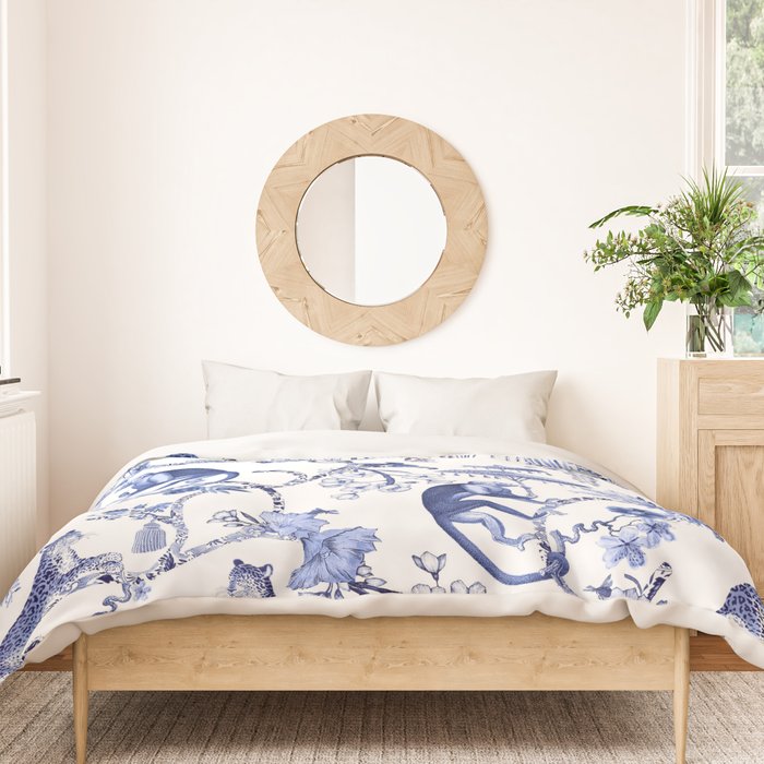 Chinoiserie Monkey Jungle Botanical Toile de Jouy Art Duvet Cover Gallery Image 3