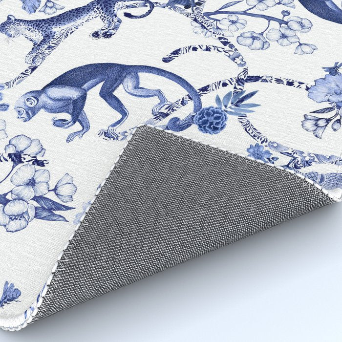 Chinoiserie Monkey Jungle Botanical Toile de Jouy Art Rug Gallery Image 4