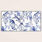 Chinoiserie Monkey Jungle Botanical Toile de Jouy Art Desk Mat Gallery Image 3