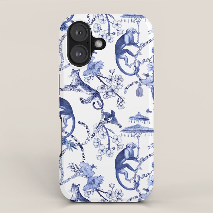 Chinoiserie Monkey Jungle Botanical Toile de Jouy Art iPhone Case Gallery Image 1