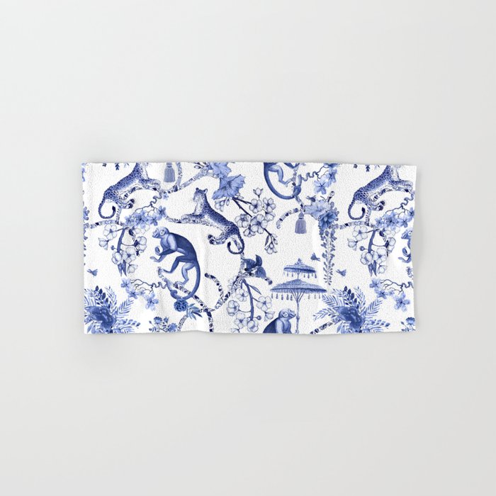 Chinoiserie Monkey Jungle Botanical Toile de Jouy Art Bath Towel Gallery Image 1