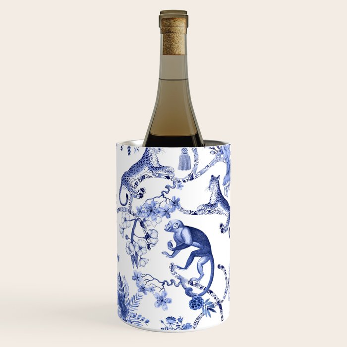 Chinoiserie Monkey Jungle Botanical Toile de Jouy Art Wine Chiller Gallery Image 2