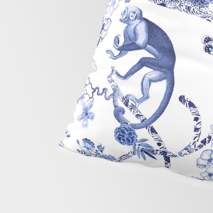 Chinoiserie Monkey Jungle Botanical Toile de Jouy Art Pillow Sham Gallery Image 4