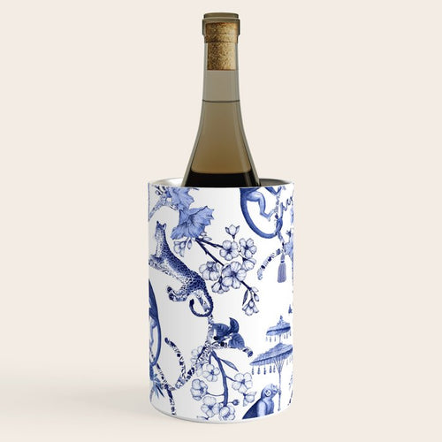 Chinoiserie Monkey Jungle Botanical Toile De Jouy Art Wine Chiller Gallery Image 1