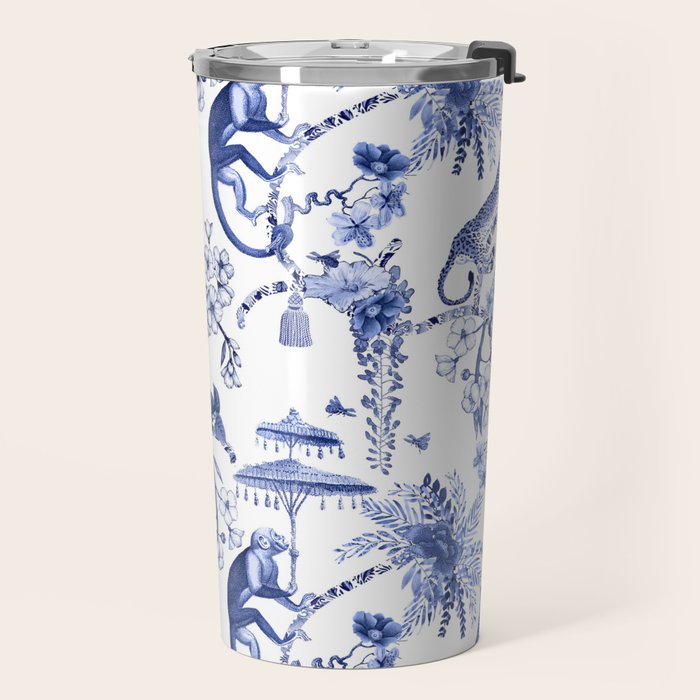 Chinoiserie Monkey Jungle Botanical Toile de Jouy Art Travel Mug Gallery Image 2