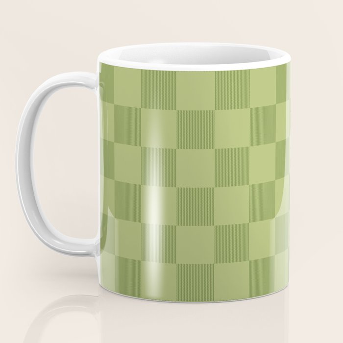 Textured Plaid pattern green and sage Coffee Mug Gallery Image 3