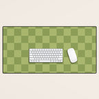 Textured Plaid pattern green and sage Desk Mat Gallery Image 1