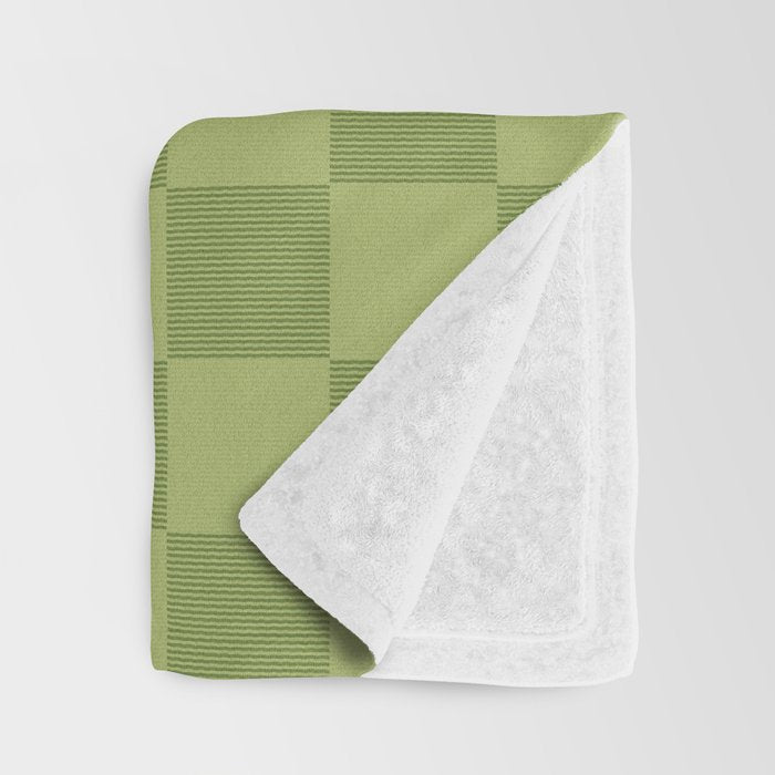 Textured Plaid pattern green and sage Throw Blanket Gallery Image 3