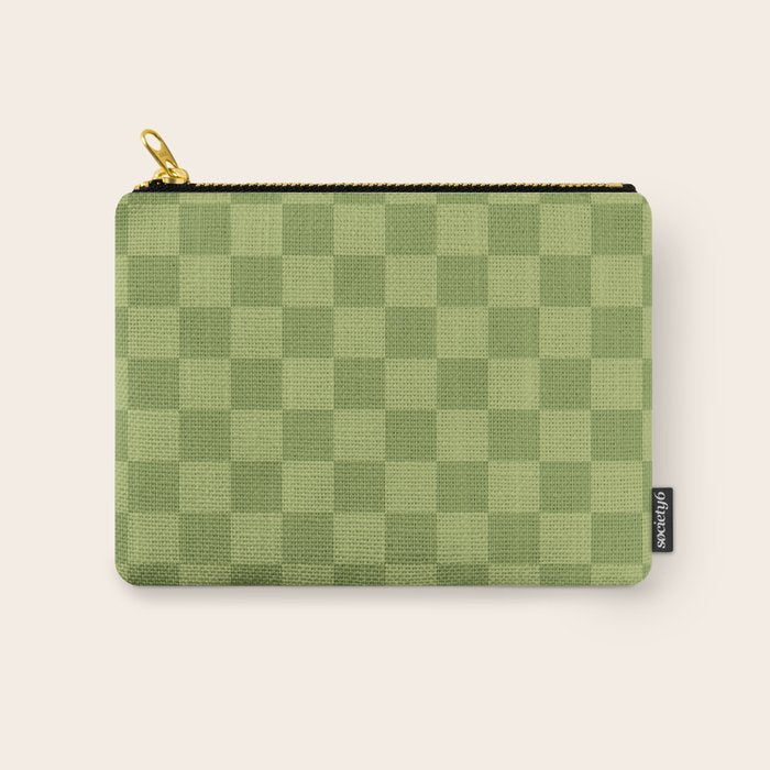 Textured Plaid pattern green and sage Carry All Pouch Gallery Image 1