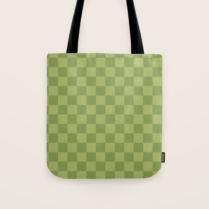 Textured Plaid pattern green and sage Tote Bag Gallery Image 1