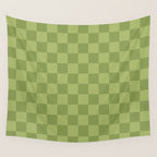 Textured Plaid pattern green and sage Wall Tapestry Gallery Image 4