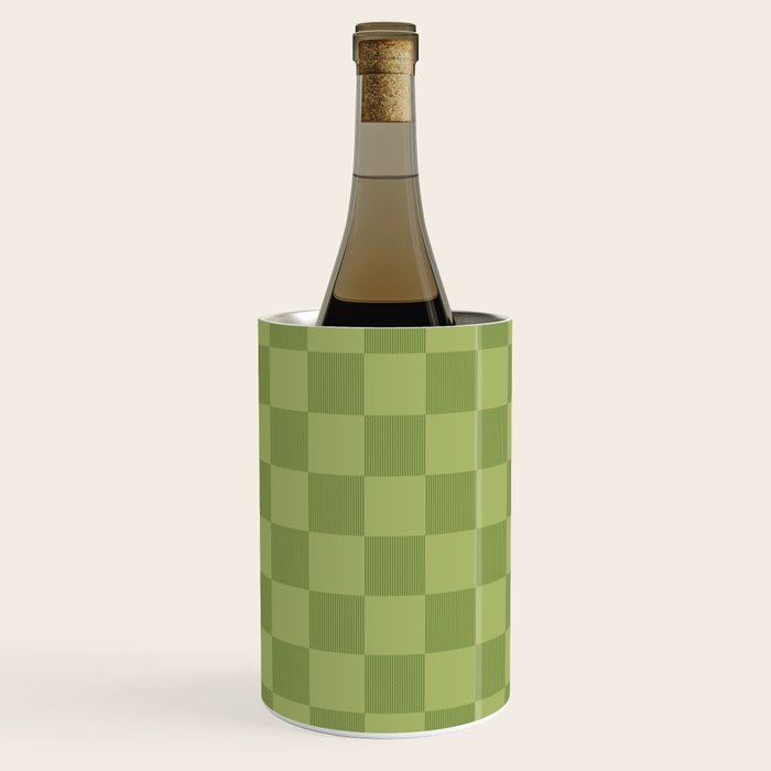 Textured Plaid pattern green and sage Wine Chiller Gallery Image 2