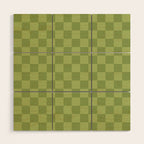 Textured Plaid pattern green and sage Wood Wall Art Gallery Image 1