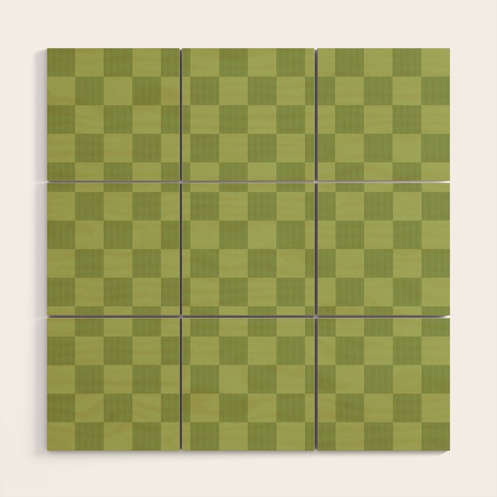 Textured Plaid pattern green and sage Wood Wall Art Gallery Image 1