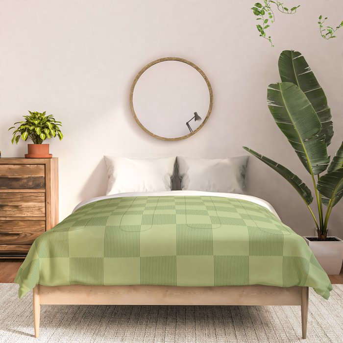 Textured Plaid pattern green and sage Comforter Gallery Image 3