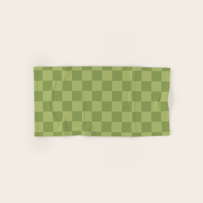 Textured Plaid pattern green and sage Bath Towel Gallery Image 1