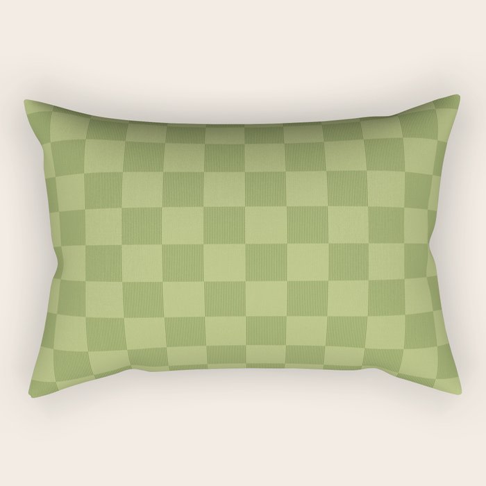 Textured Plaid pattern green and sage Rectangular Pillow Gallery Image 1
