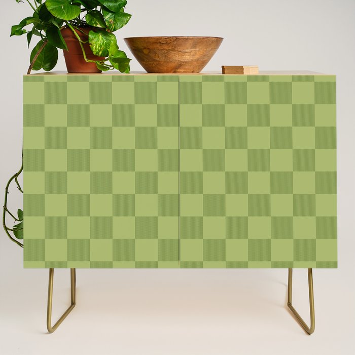 Textured Plaid pattern green and sage Credenza Gallery Image 1