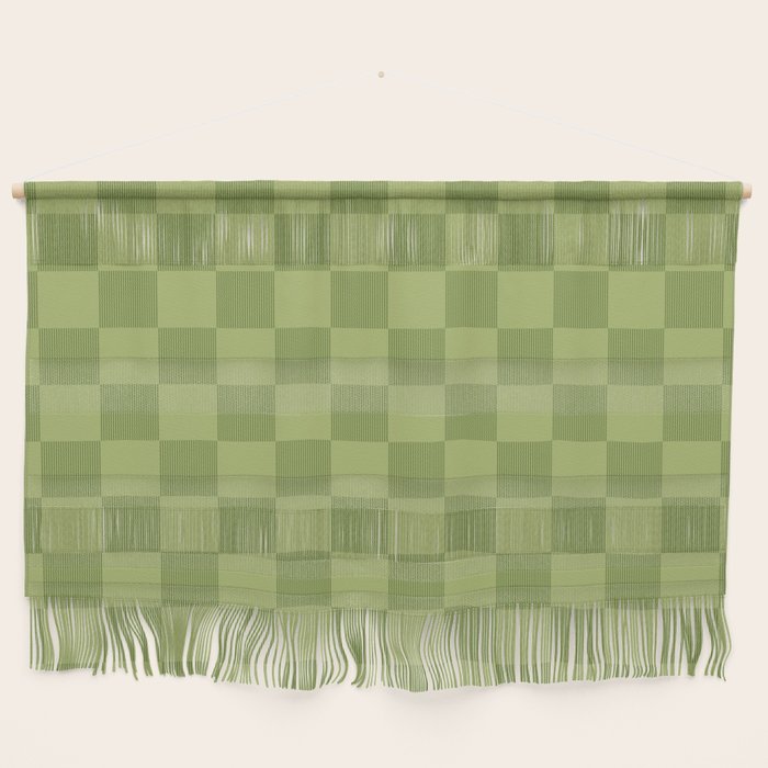 Textured Plaid pattern green and sage Wall Hanging Gallery Image 1