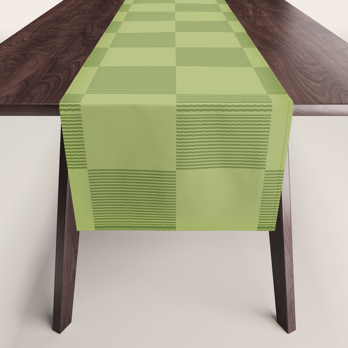 Textured Plaid pattern green and sage Table Runner Gallery Image 1