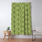 Textured Plaid pattern green and sage Window Curtain Gallery Image 5