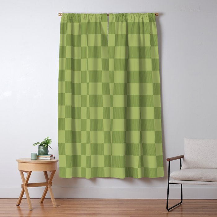 Textured Plaid pattern green and sage Window Curtain Gallery Image 5