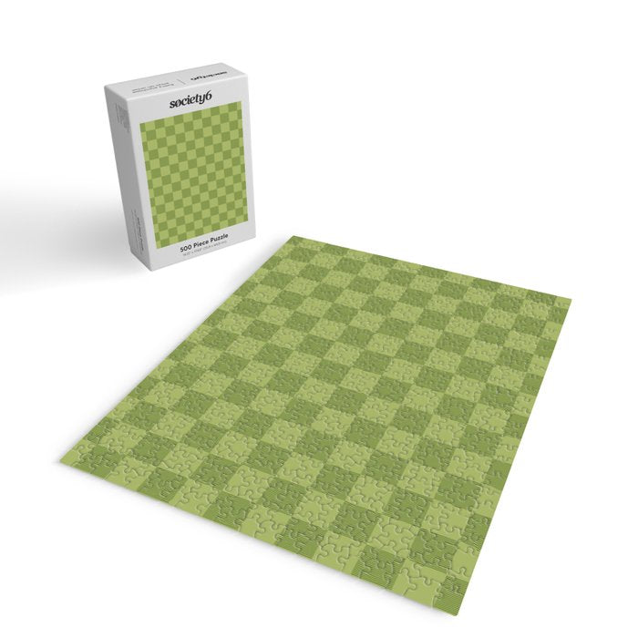 Textured Plaid pattern green and sage Jigsaw Puzzle Gallery Image 2
