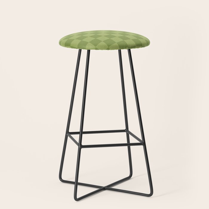 Textured Plaid pattern green and sage Stool Gallery Image 1