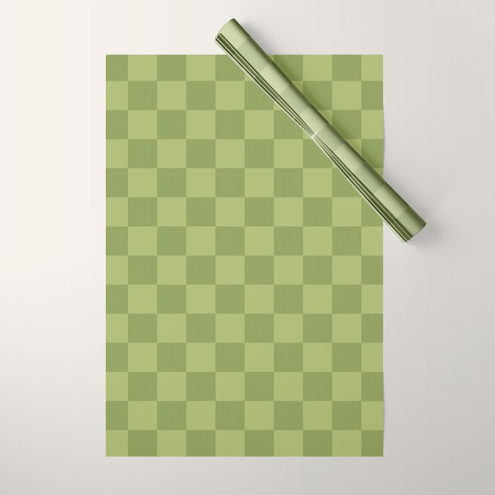 Textured Plaid pattern green and sage Wrapping Paper Gallery Image 1