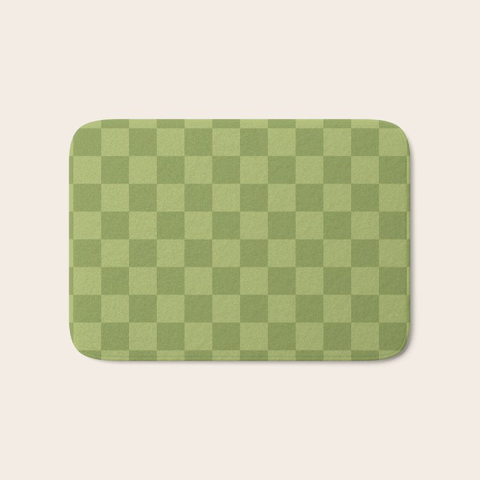Textured Plaid pattern green and sage Bath Mat Gallery Image 1