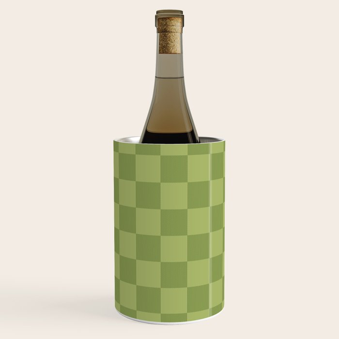Textured Plaid pattern green and sage Wine Chiller Gallery Image 3