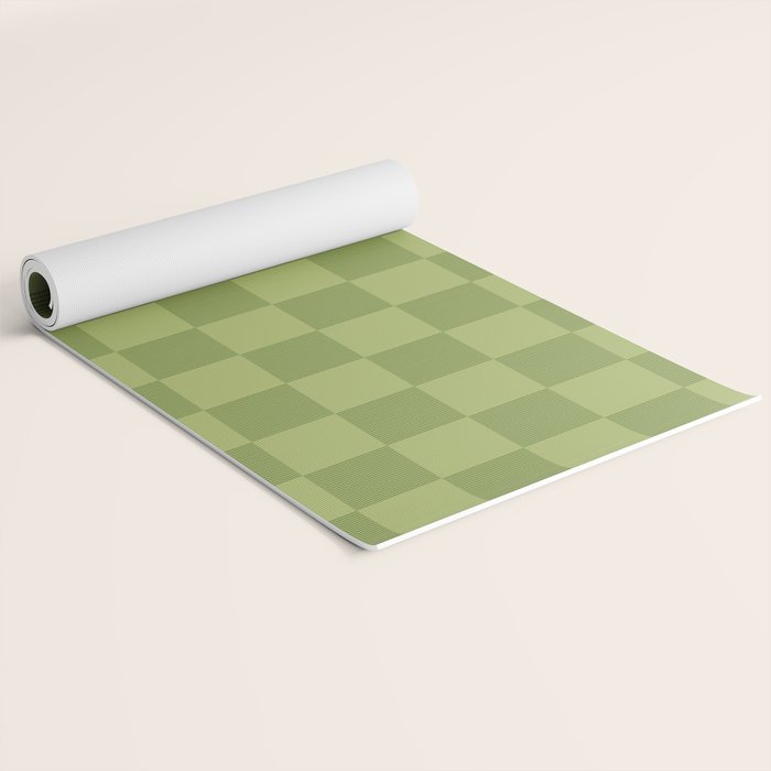 Textured Plaid pattern green and sage Yoga Mat Gallery Image 2