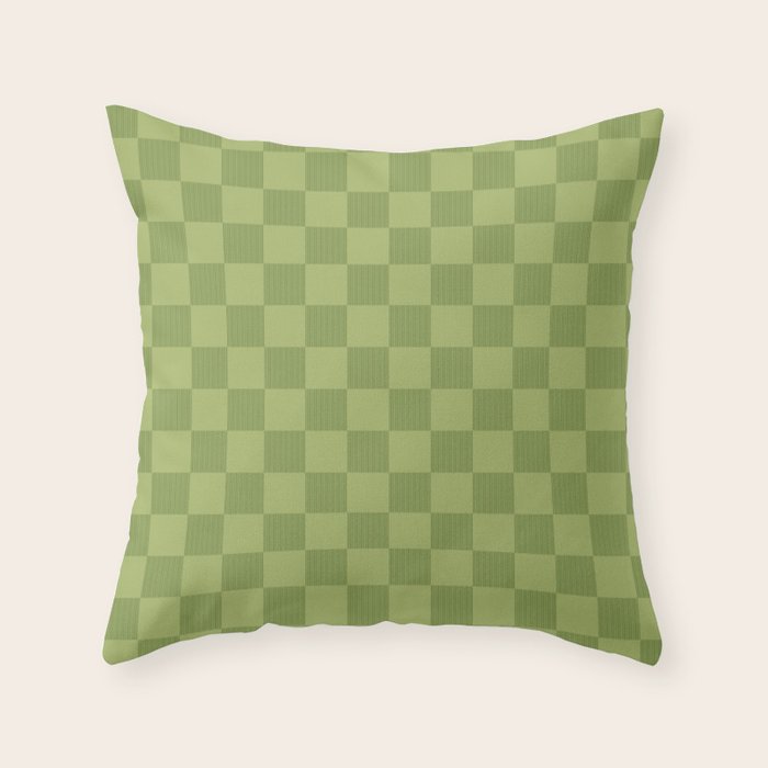 Textured Plaid pattern green and sage Throw Pillow Gallery Image 6