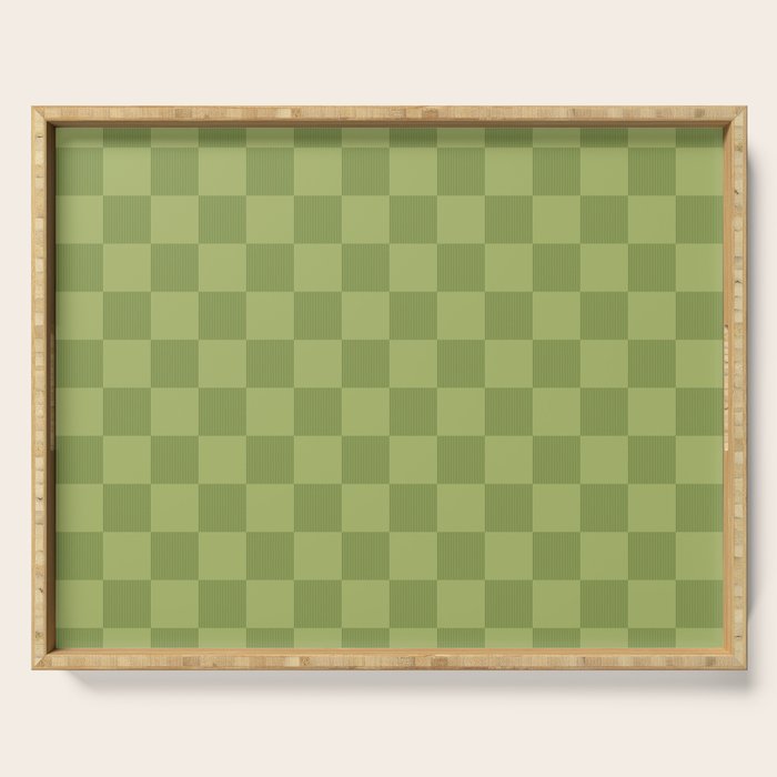 Textured Plaid pattern green and sage Serving Tray Gallery Image 1