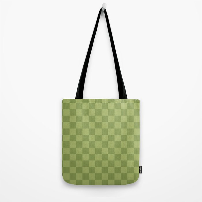 Textured Plaid pattern green and sage Tote Bag Gallery Image 2
