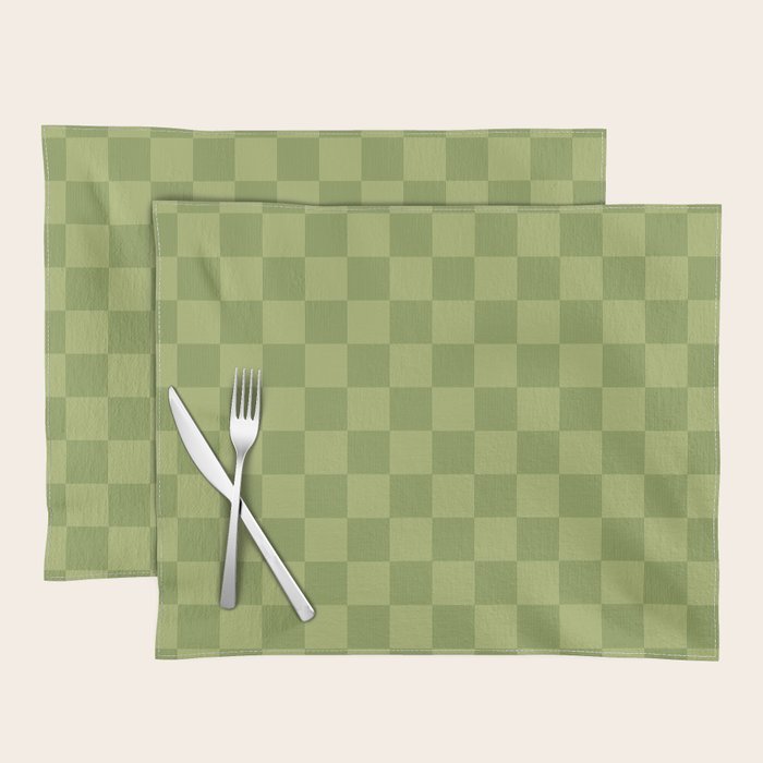 Textured Plaid pattern green and sage Placemat Gallery Image 1