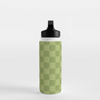 Textured Plaid pattern green and sage Water Bottle Gallery Image 3